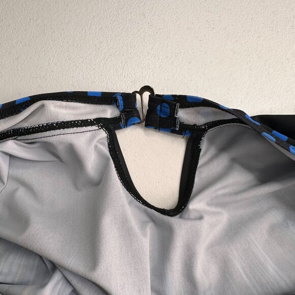 Blue & Black Halter Neck Polka Dot Swim Dress Cover-Up 2XL Beachwear Slimming - Picture 7 of 9